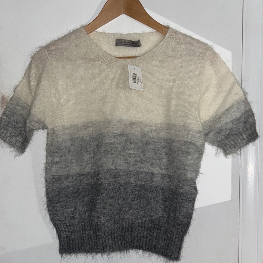 Nwt D Exterior Gray And Cream Ombre Short Sleeve Sweater Size Xs